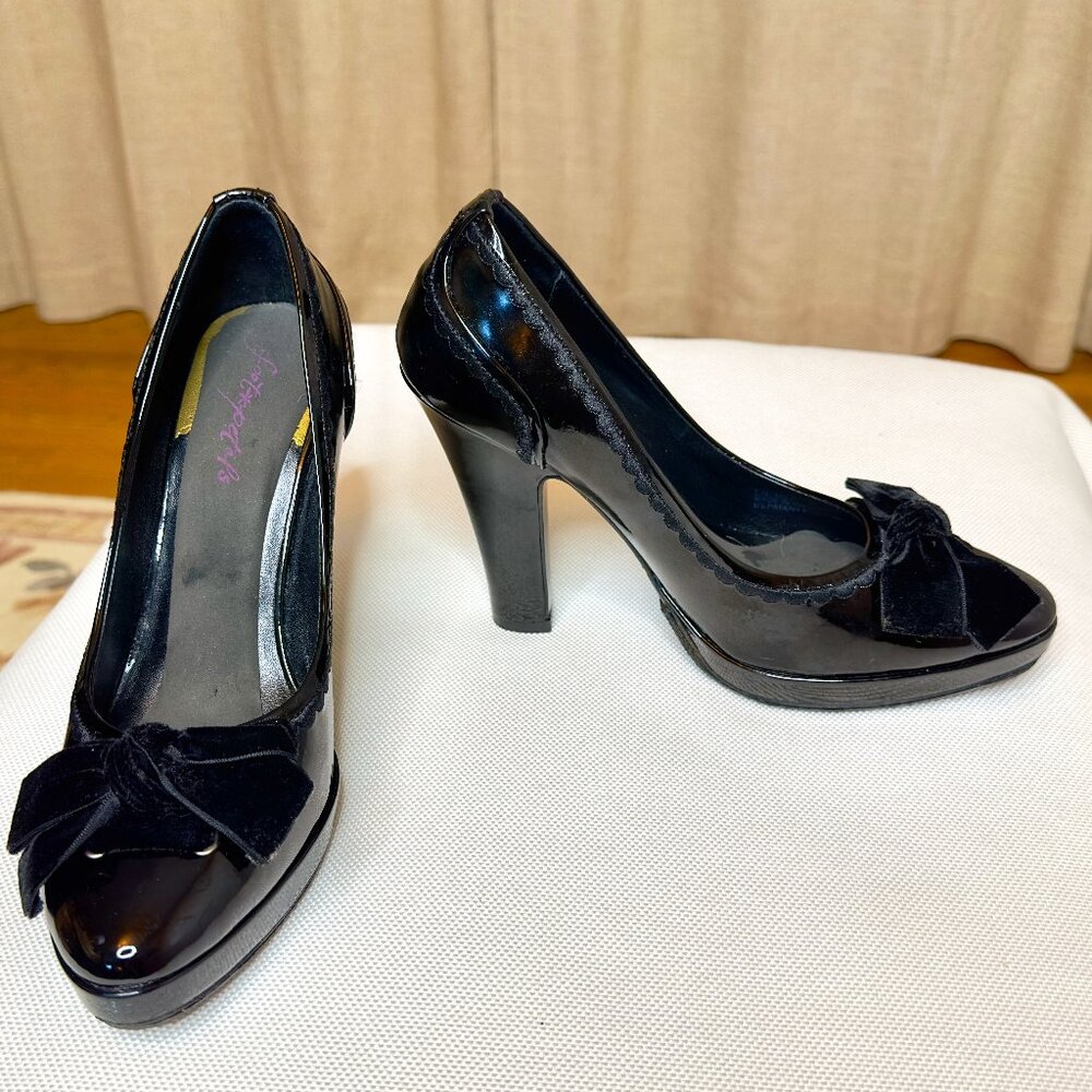 Cole Haan Collection Anabel Nike Air Pump Black Patent Leather with velvet bow